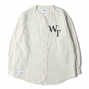 WTAPS ダブルタップス シャツ サイズ:L 22SS ストライプ フランネル ベースボールシャツ LEAGUE LS COTTON. FLANNEL STRIPE オフホワイト