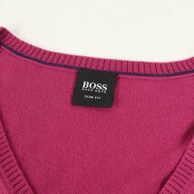 美品 HUGO BOSS ヒューゴボス サイズ:XXL スリムフィット Vネック コットンニット マゼンタ トップス セーター 長袖 無地 シンプル_画像3