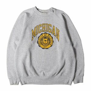 90s MICHIGAN ミシガン大学 カレッジロゴ ラグラン スウェットシャツ / 90年代 USA製 SANTEE SWEATS グレー サイズ:XXL ヴィンテージ