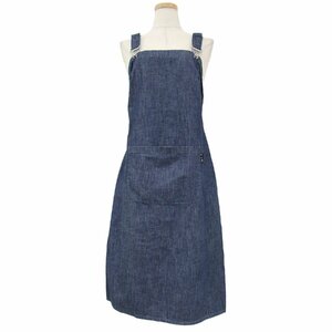 agnes b. Agnes B One-piece size :2(M) apron jumper skirt midi knees height A line Denim pocket cotton indigo 