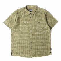 Patagonia パタゴニア シャツ サイズ:XL 21SS ヘンプ/コットン チェック 半袖シャツ Back Step Shirt オリーブ トップス アウトドア_画像1