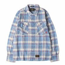 WTAPS ダブルタップス シャツ サイズ:S チェック ワークシャツ VATOS L/S ブルー パープル トップス カジュアルシャツ 長袖_画像1