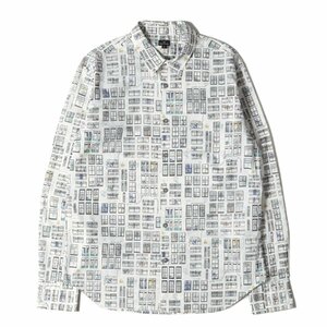 Paul Smith ポールスミス シャツ サイズ:L ウィンドウ グラフィック 長袖シャツ 243651 172L 総柄 PS ホワイト マルチカラー 日本製