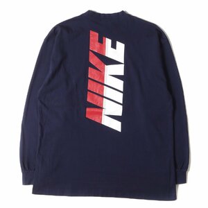 NIKE / vintage ナイキ ヴィンテージ Tシャツ サイズ:詳細参照(M位) 90s ブランドロゴ ロングスリーブTシャツ ネイビー 紺 90年代 古着