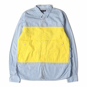 COMME des GARCONS コムデギャルソン シャツ サイズ:L 16SS キャンバス 異素材 切替 ストライプ ブロード ドレス シャツ 日本製 ブランド