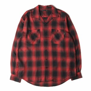 MINEDENIM 21SS CLAIR DE LUNE オンブレチェック レーヨン オープンカラー シャツ CDL Rayon Ombre Check Shirt レッド ブラック 2