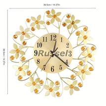 掛け時計 フラワー クリスタル調 静音 アナログ おしゃれ かわいい インテリア 壁掛け 時計 ウォール クロック ゴールド ブラック 4-7_画像10