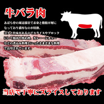 アメリカ産牛肉 バラ肉ばら肉カット2㎜スライス　350ｇ×2パック 冷凍_画像3