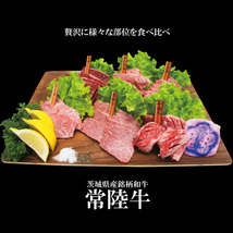 【送料無料】銘柄常陸牛Ａ５等級黒毛和牛６点盛り食べ比べ焼肉セット600g冷凍品3～4人前分 2セット購入でお肉増量中_画像2