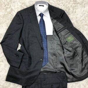 超希少2XL!グリーンレーベルリラクシング【REDAの艶めき】GREEN LABEL RELAXING スーツ セットアップ チャコールグレー 2B 総裏地 52(3L)