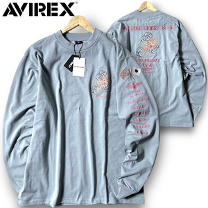 新品 AVIREX アヴィレックス 速乾コットン混素材 度詰め製法 刺繍多数 長袖 Tシャツ ロンT 3130025 XL 春物 ミリタリー 軍物 ◆B3341