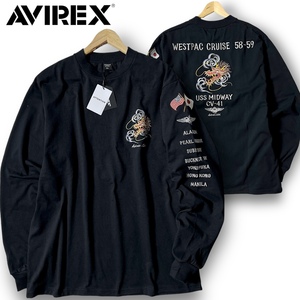 新品 AVIREX アヴィレックス 速乾コットン混素材 度詰め製法 刺繍多数 長袖 Tシャツ ロンT 3130025 XL 春物 ミリタリー 軍物 ◆B3333