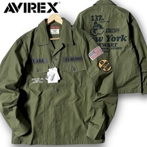 新品 AVIREX アヴィレックス 定価1.4万 高密度コットン 高耐久 ミリタリー ユーティリティシャツ シャツジャケット 3220016 2XL 3L ◆B3399_画像1