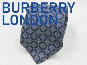 【バーバリー】 OC 033 バーバリー BURBERRY LONDON ネクタイ 紺色系 チェック柄 ブランドロゴ ジャガード