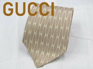 【グッチ】 OC 049 グッチ GUCCI ネクタイ ベージュ系 ジオメトリック柄 プリント