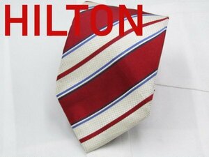【ヒルトン】 OC 072 ヒルトン HILTON ネクタイ 赤色系 ストライプ柄 ジャガード