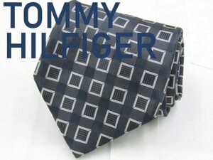 【トミーヒルフィガー】 OC 114 トミーヒルフィガー TOMMY HILFIGER ネクタイ 紺色系 スクエアパターン柄 ドット ジャガード