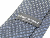 【アルマーニ】 OC 160 エンポリオ アルマーニ EMPORIO ARMANI ネクタイ 紺色系 スクエアパターン柄 ジャガード_画像3