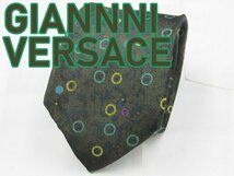 【ジャン二ヴェルサーチ】 OC 249 ジャン二ヴェルサーチ GIANNI VERSACE ネクタイ 緑系 ドット ジャガード_画像1