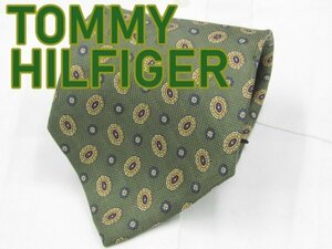 【トミーヒルフィガー】 OC 243 トミーヒルフィガー TOMMY HILFIGER ネクタイ 緑 赤系 ドット プリント タグ付き未使用品