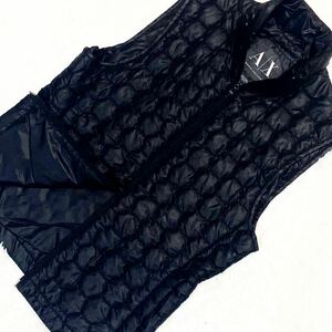 極美品/M相当 ARMANI EXCHANGE アルマーニエクスチェンジ キルティング ダウンベスト ナイロンベスト ジレ メンズ 軽量 黒 ブラック