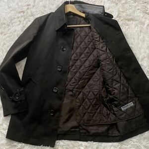 極美品●メンズメルローズ MEN'S MELROSE ステンカラーコート チェスター ライナー付き ベルト ビジネス 紳士服 メンズ ダークブラウン