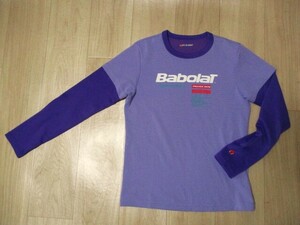 Babolat・重ね着風ドライ長袖シャツ・紫色・サイズL