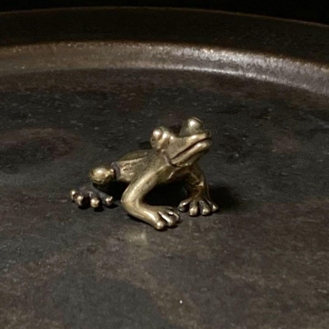 004 Brass Figurine Frog Slippery Vintage Feng Shui Good Luck Money Luck Vintage Retro Brass Figurine Object Antique Handmade, Craft, Metal crafts, Brass