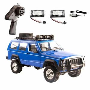 ★バッテリー2本 MN-78 MN99S チェロキー 1/12 4WD RC ラジコンカー ロッククローラー オフロード LEDランプ トラックJeep ジープ 青ブルー