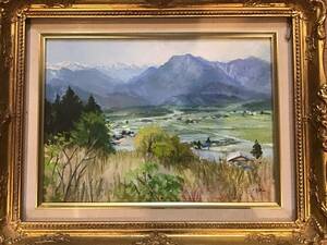 Art hand Auction ◎Ölgemälde eines japanischen Malers. Nr. 4 Frühling in Azumino. Authentische Arbeit von Tsuneko Yamashita ◎, Malerei, Ölgemälde, Natur, Landschaftsmalerei