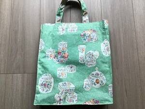 ◎ミントン柄エコバッグ。淡いミントグリーン。MINTON。30X35。重さ、150g◎