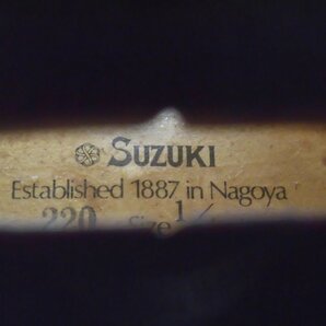 E031【SUZUKI 鈴木 ヴァイオリン Established 1887 in Nagoya No.220 Size 1/4 Anno 1988 ケース付 計1点 現状出品】弦楽器/バイオリンの画像5