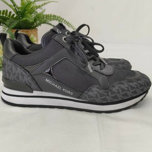 【524】マイケルコース WILMA TRAINER MKシグネチャー スニーカー サイズ7.5M ブラック 美品の画像4