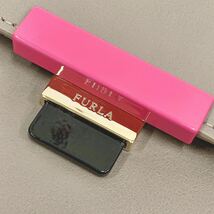 極美品 FURLA フルラ ショルダーバッグ ELISIR エリシル 920941 レザー チャーム付き ミニ グレー ベージュ系 レディース 05-0321☆_画像7