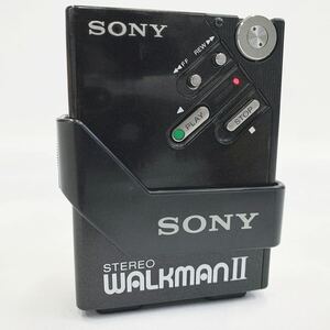 希少！通電OK SONY ソニー STEREO WALKMAN II WM-2 カセットウォークマン 昭和レトロ 黒 ブラック 専用カバー付き 05-0314☆