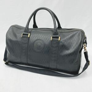 GIANNI VERSACE ジャンニ ヴェルサーチ ボストンバッグ ショルダー 2WAY 黒 ブラック レザー 02-0302〇