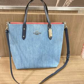 希少 COACH コーチ 2way デニム トートバッグ ショルダーバッグ ハンドバッグ インディゴ レディース ブランド ファッション おしゃれ 人気