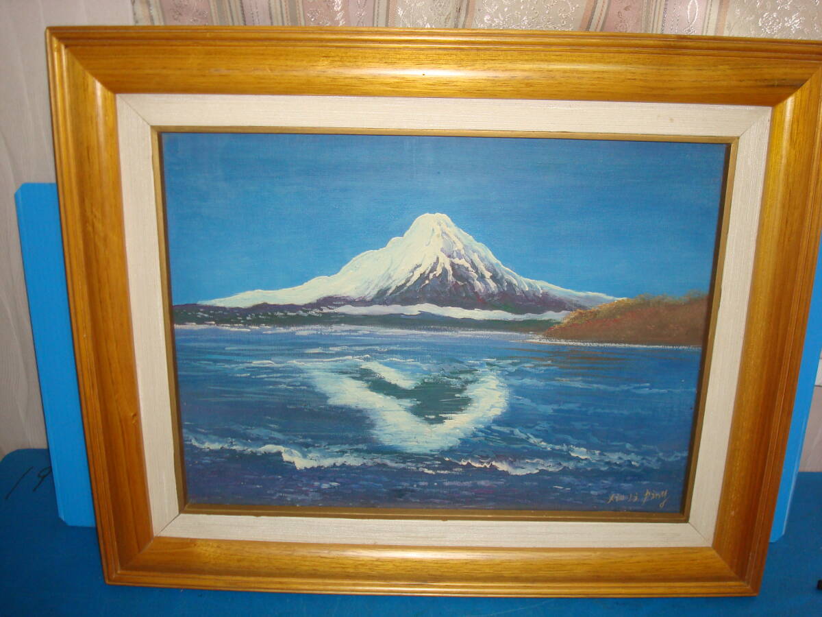 油画《冬天的富士山本栖湖》YS34, 绘画, 油画, 自然, 山水画