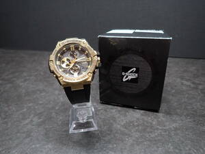 322【1円～】G-SHOCK ジーショック GST-B100GB-1A9 CASIO カシオ ブラック ゴールド タフソーラー アナログ クロノグラフ 腕時計