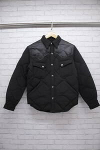 21【1円～】SUGAR CANE シュガーケーン DOWN SHIRT JACKET ダウンジャケット シャツ レザーヨーク 黒 ブラック SC12833 Sサイズ