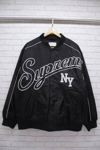 247【1円～】Supreme シュプリーム コントラスト スプリクト バーシティ ナイロンジャケット NY ブラック XLサイズ