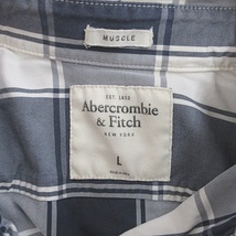 Abercrombie&Fitch アバクロンビー＆フィッチ シャツ 半袖 チェック柄 コットン 白 青 ホワイト ブルー L_画像10