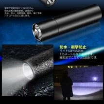 ポケット LED ミニ ライト 9cm 懐中電灯 明るさ 調節 可能 防水 USB 充電 電灯 アウトドア キャンプ 夜釣り 災害 防災 明るい_画像4