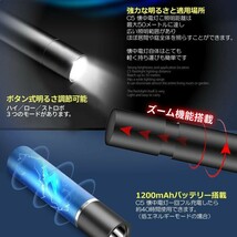 ポケット LED ミニ ライト 9cm 懐中電灯 明るさ 調節 可能 防水 USB 充電 電灯 アウトドア キャンプ 夜釣り 災害 防災 明るい_画像3