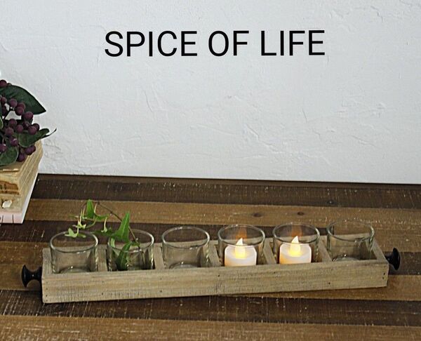 【SPICE】SPICE OF LIFEウッドトレイガラスポット6個入り/多肉植物/キャンドルライト/インテリア