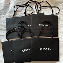 美品 肩掛け可 シャネル 紙袋 6枚セット 正規 ショッパー 黒 BLACK ブラック CHANEL_画像2