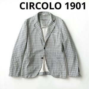 CIRCOLO 1901 チルコロ1901 コットン ストレッチ ハウンドトゥース チェック ジャケット シングル 2B 48 マルチカラー 綿 ガンクラブ