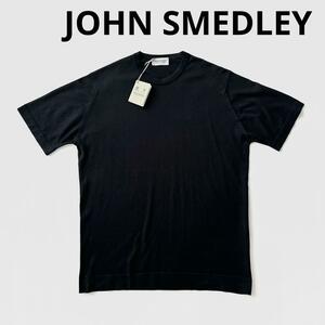 JOHN SMEDLEY ジョンスメドレー 30G コットン クルーネック ニットT ブラック 黒 L ハイゲージ LORCA ロルカ ニット Tシャツ 国内正規