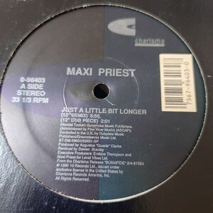 Maxi Priest - Just A Little Bit Longer / Not On My Own // Charisma 12inch / Reggae Pop