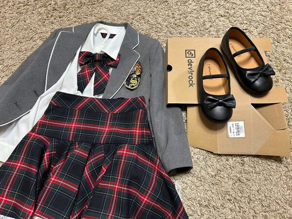 女の子 フォーマル 入学式 制服 くつ パンプス シューズ 120cm 20cm スカート ブラウス ネクタイ ブレザー